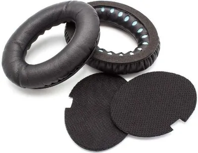 Produktbild von vhbw 2x Ohrpolster kompatibel mit Bose QuietComfort AE2w, 25, AE2i, AE2, QC25, QC2, 2, QC15, 15 Kopfhörer Headset, Polyurethan Schwarz