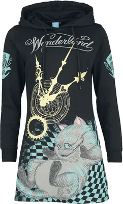 Produktbild von Alice im Wunderland Mittellanges Kleid Damen Mad Cat schwarz L