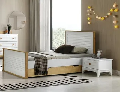 Produktbild von Bett und Nachttisch – praktische und stilvolle Kombination fürs Kinderzimmer