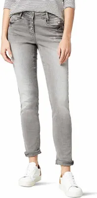 Produktbild von 20423 Cecil, Scarlett Tapered, Damen Jeans Hose, Stretchdenim, mausgrau, W 27 L 32