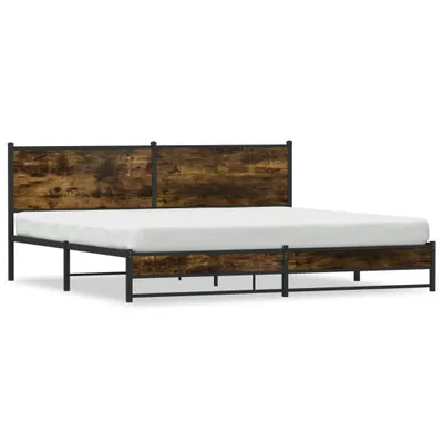 Obrázek produktu pro vidaXL Kovová postel bez matrace, kouřový dub 200x200 cm
