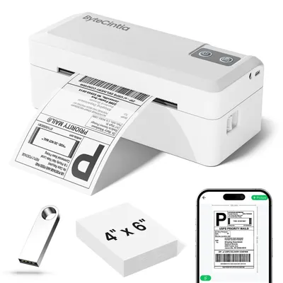 Immagine prodotto di Stampante per etichette di spedizione, Bluetooth, termica, formato 4x6, colore bianco