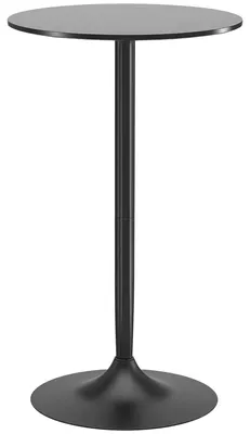 Image de Table ronde d'appoint - Table haute pour 2 personnes - Ø 60 x 102 cm - Plateau en MDF - Structure en acier - Design moderne - Avec éclairage - Noir