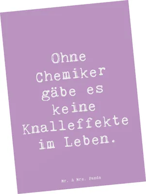 Produktbild von Mr. & Mrs. Panda Postkarte Spruch Chemiker Knalleffekte - Lavendeltraum - Geschenk, Berufsalltag, einzigartig, Berufspassion, Grußkarte, Postkarten, Beruf, Fotokarte