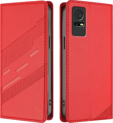 Obrázek produktu pro Pouzdro pro TCL 405/TCL 406/TCL 408,Polyuretankožené peněženkové pouzdro s přihrádkou na karty a funkcí stojánku Rot