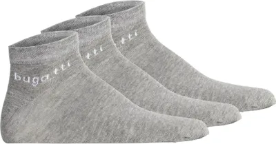 Produktbild von bugatti Herren Sneakersocken 3er Pack - Socks Soft Baumwolle Uni Basic Grau 43-46