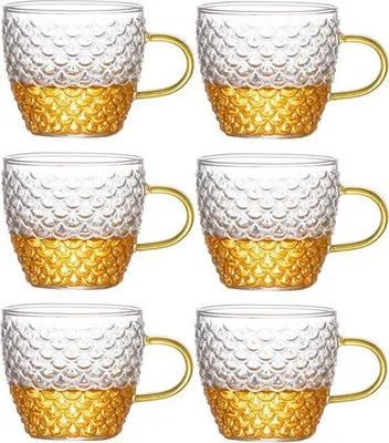 Produktbild von 6 Stück Glasbecher, hitzebeständige Teetasse mit Henkel, Kaffeebecher aus klarem Glas