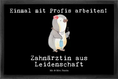 Produktbild von Mr. & Mrs. Panda fußmatte Zahnärztin Leidenschaft 50 x 75 cm - Schwarz - Geschenk, Türmatte, Schmutzmatte, Abtreter, Gummimatte, Schmutzfangmatte