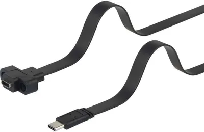 Produktbild von Renkforce USB-Kabel USB 3.2 Gen1 USB-C® Stecker, USB-C® Buchse 0.25 m Schwarz schraubbar, hochflexibel RF-3415030