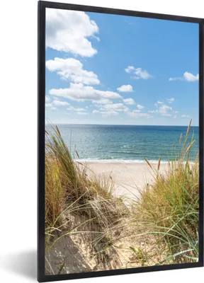 Produktbild von MuchoWow® Gerahmtes Poster Düne - Gras - Meer - Strand 40x60 cm - Poster mit Schwarzem Bilderrahmen Wandposter Rahmen Foto Bilder - Papierdruck - Wandbilder