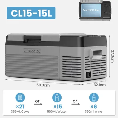 Produktbild von Auto Kühlschrank - CL15 Kompressor Kühlbox - 15 l Mini Kühlgefrierbox - 12 V -20 bis 20°C - tragbar für Camping und Reise