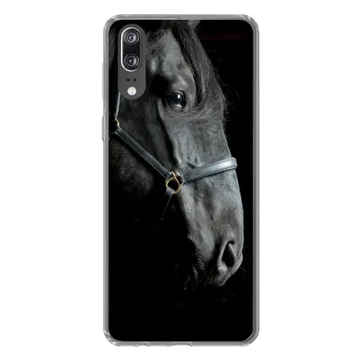 Produktbild von MuchoWow® Handyhülle Schutzhülle Hülle für Huawei P20 Pferd - Schwarz - Halfter Silikon Softcase Handy Hülle - Hardcover