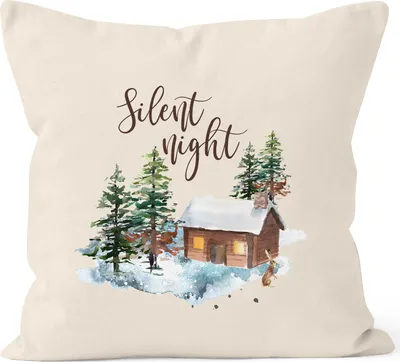 Produktbild von Kissenbezug Weihnachtskissen Weihnachten Winter Schnee Silent Night Christmas Autiga® natur 40cm x 40cm