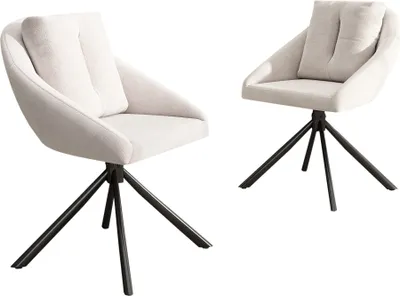 Produktbild von Drehbarer Esszimmerstuhl Stuehle 2er Set Armlehnenstuhl Ergonomischer Stuhl Atmungsaktiver Eleganter Drehstuhl Moderner Beiger Samtstoff