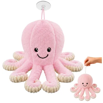 Produktbild von Plüsch-Oktopus mit Saugnapf, rosa, 16 cm