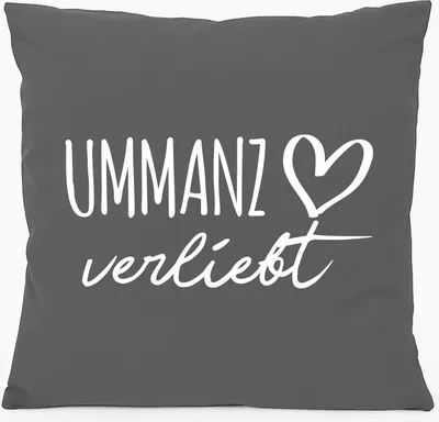 Produktbild von Huuraa Kissen Ummanz verliebt 40x40cm mit Füllung Steel Grey Baumwolle Dekokissen Geschenkidee