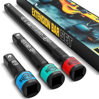 Imagen del producto de Extensión de tres piezas, de 1/2 pulgada, con longitudes de 75 mm, 125 mm y 250 mm, para llaves de vaso