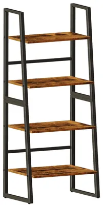 Leiterregal 4 Ebenen, Bücherregal, Standregal, 140x60x30 cm, Stahlrahmen