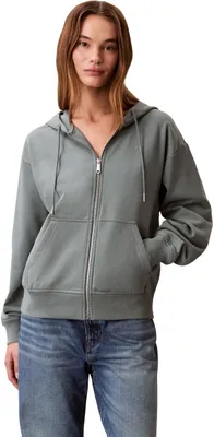 Produktbild von Calvin Klein Damen Hoodie mit Reißverschluss Logo French Terry aus Baumwoll-Frot