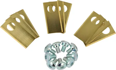 Produktbild von vhbw 9x Ersatz-Messer kompatibel mit Worx Landroid L1500i WG798E, M1000i WG796E Rasenmäher - Ersatzklinge Silber Gold, Stahl (Titanbeschichtung)