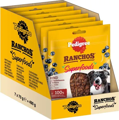 Produktbild von PEDIGREE® RANCHOS™ Superfoods Rind 7 x 70g