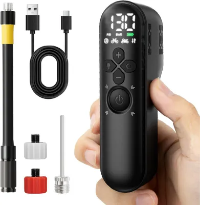 Productafbeelding van Elektrische fietspomp - Mini - 130 psi - Digitale drukmeter - Oplaadbaar - Automatische stop