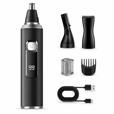 Produktbild von Elektrischer Nasenhaarentferner für Herren, Multifunktions Trimmer mit LED Anzeige, Ohr Bart Augenbrauen Trimmer, USB wiederaufladbar, Reise Zubehör