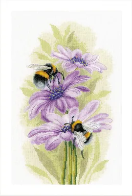 Zdjęcie produktu dla Zestaw do haftu krzyżykowego Lanarte "Tańczące pszczoły Aida", wzór liczony, 22x33cm
