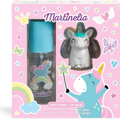 Immagine prodotto di Martinelia | Set di cosmetici per bambini - Balsamo per labbra 2,8 g - Spray per il corpo 100ml - Balsamo per labbra - Set regalo Unicorno