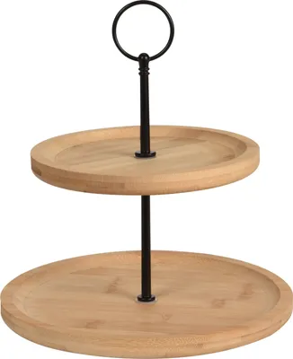 Immagine prodotto di Alzata da portata a 2 livelli Excellent Houseware, bambù, 21,5/16,5x23,5 cm, marrone
