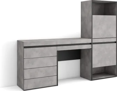 Produktbild von Schuhregal, Schuhschrank, 187x35x145 cm, Für Schlafzimmer, Zimmer, Kommode mit Schubladen, Schminktisch, Zementgrau