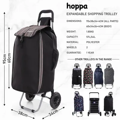 Produktbild von Hoppa Einkaufswagen Handwagen leicht erweiterbar 57L64L Modell 2024