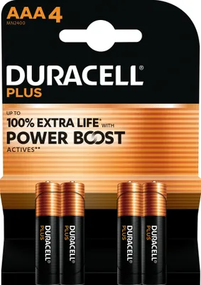 Image de Duracell Plus Boost AAA (MN2400/LR03) K4  Micro piles Blister 4