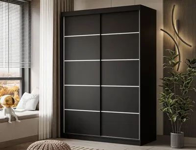 Produktbild von Kleiderschrank CAMARO PLUS 150 cm Schiebetürenschrank Schwarz