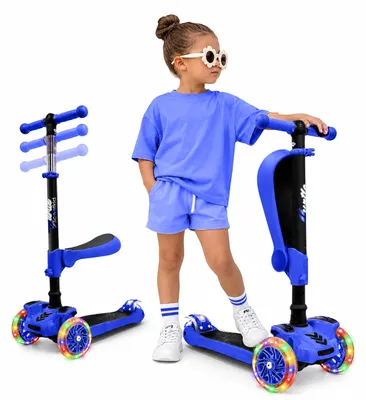 Produktbild von Hurtle 3-Rad-Kinderroller mit Klappsitz und LED-Rädern, ab 2 Jahre