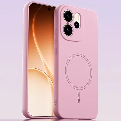 Image de Étui magnétique pour Oppo Reno15 Pro Max, compatible avec MagSafe, silicone liquide, résistant aux chocs et aux rayures Rose