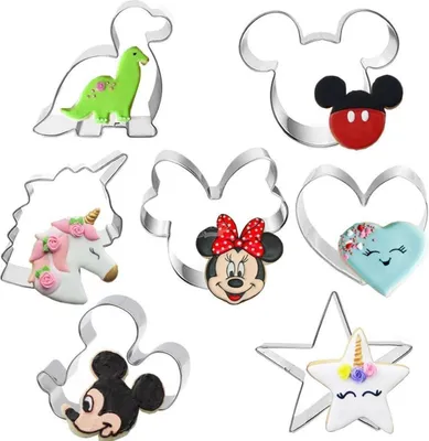 Produktbild von 7er Set Mickey Mouse Ausstechformen für Plätzchen, Sandwiches und Kuchen