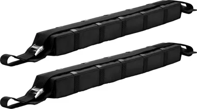 Image de Wiltec Jeu de Barre de toit transversale Universelles Noir 75kg 2 Sangles de fixation Oxford 600D Porte-bagage Galerie de voiture Support Kayak Canoë Surf Transport Sécurité Routière Automobile