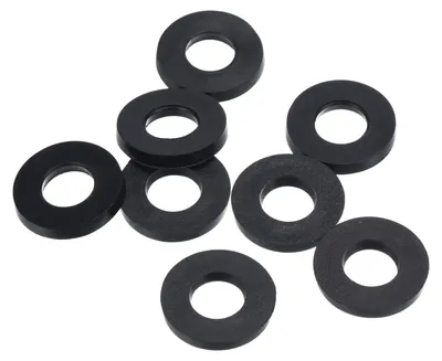 Productafbeelding van Platte rubberringen, 8 stuks, 8 mm binnendiameter, 16 mm buitendiameter, zwart
