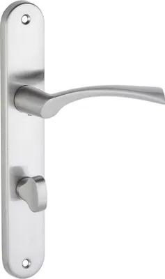 Zdjęcie produktu dla Klamka na szyldzie długim WC Noa Kuchinox, satyna, do drzwi wewnętrznych, aluminiowa rękojeść, stalowy szyld, 2/5 lat gwarancji