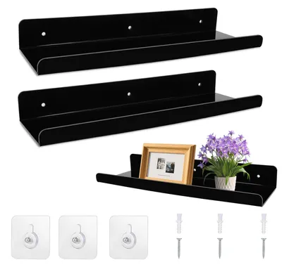 2 Acryl-Schwebregale 30 cm, selbstklebend, für Bad & Wohnzimmer