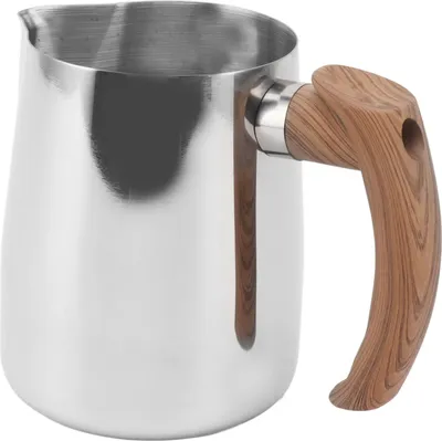 Produktbild von Milchaufschäumbecher, Innenskala, tropffreier Ausguss aus Edelstahl 304, Kaffeedampfkrug mit Griff, Originalfarbe, 600 ml