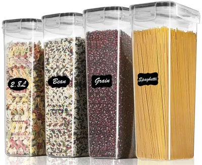 Image de Boîtes de conservation avec couvercle - Lot de 4 - Étanches - Sans BPA - Adaptées au contact alimentaire - Conviennent au micro-ondes et au lave-vaisselle - Pour la conservation des aliments