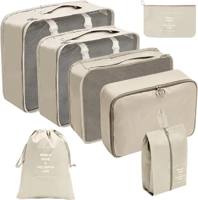 Imagen del producto de Conjunto de bolsas de viaje de 7 piezas, de diferentes tamaños, organizadores para maletas