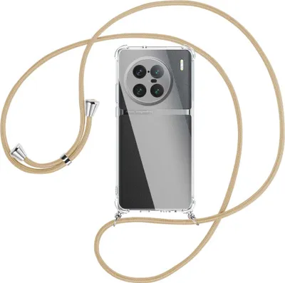 Produktbild von Handykette Backcover-Schutzhülle mit Band (Metall silberfarben) für vivo X90 Pro Plus (V2227A, 6.78'') - caramel