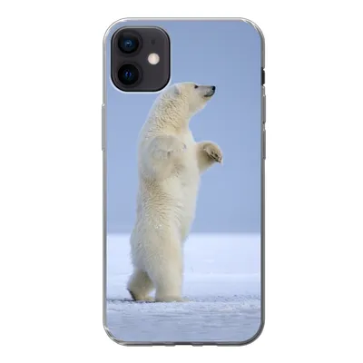 Produktbild von MuchoWow® Handyhülle Schutzhülle Hülle für iPhone 12 mini Eisbär - Lustig - Schnee - Kinder - Jungen - Mädchen - Kind Silikon Softcase Handy Hülle - Bild