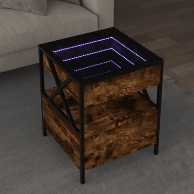 Produktbild von Design Couchtisch mit Infinity-LED Räuchereiche 40x40x51 cm, Couchtische 2024 Neu