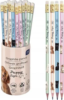 Produktbild von Bleistiftset mit Radiergummi, Motiv "Puppy Sign" (36 Stück) - Gemeinschaftsarbeit