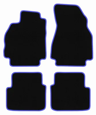 Produktbild von Velours-Fußmatten für Renault Megane II 2002-2008 (Kombi/Grandtour) – 4-tlg, Schwarz/Blau, passgenau – Wielganizator CARLUX