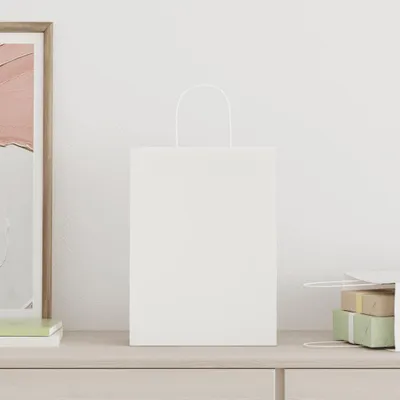 Produktbild von vidaXL Papiertragetaschen 250 Stk. mit Henkeln Weiß 26x12x35 cm